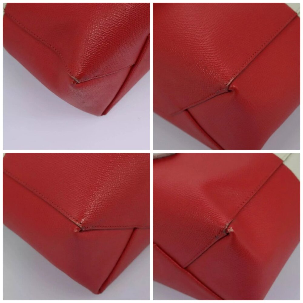 CELINE Tote Bag Leather 2way Red Auth ep7482 - Picture 14 of 16